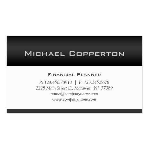 Professional Business Card Financial Planner Gray (front side)