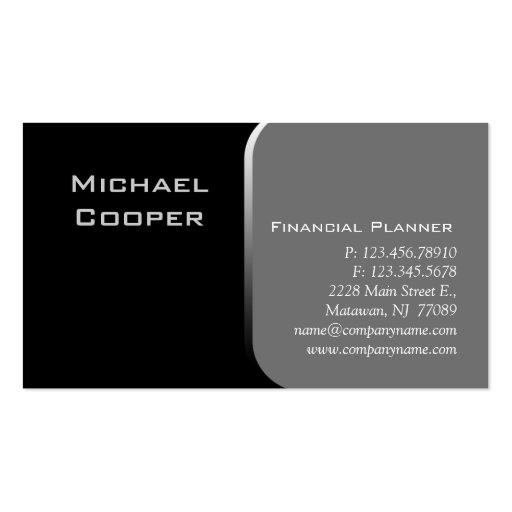 Professional Business Card Financial Planner Gray