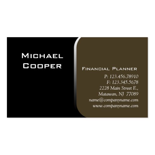 Professional Business Card Financial Planner Green (front side)