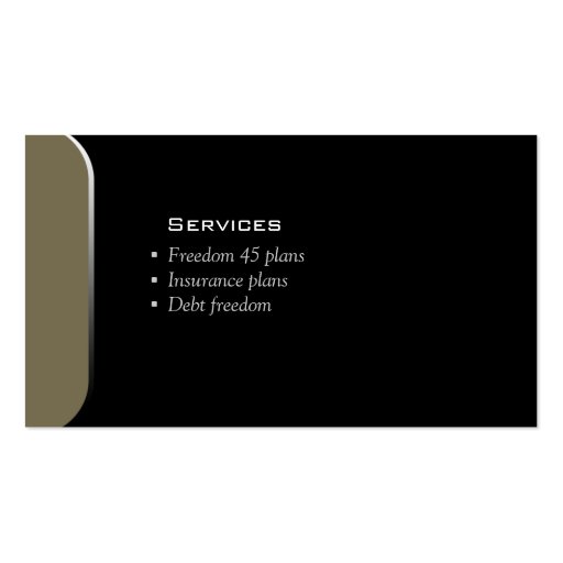 Professional Business Card Financial Planner Khaki (back side)