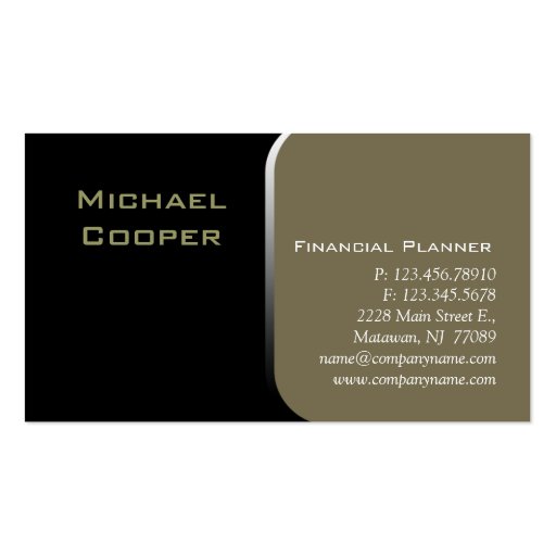 Professional Business Card Financial Planner Khaki (front side)