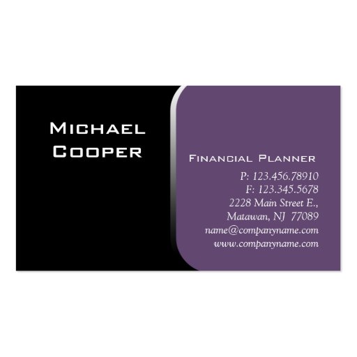 Professional Business Card Financial Planner Mauve