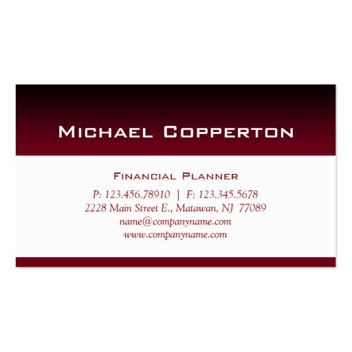 Professional Business Card Financial Planner Red (front side)
