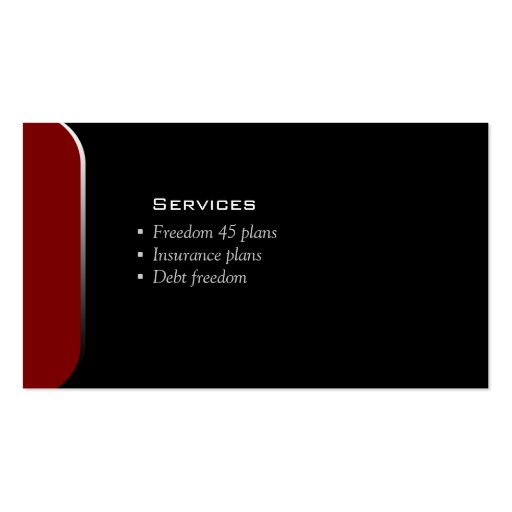 Professional Business Card Financial Planner Red 2 (back side)