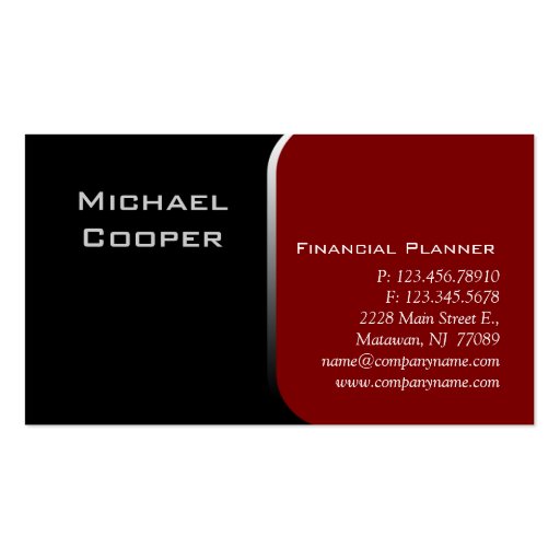 Professional Business Card Financial Planner Red 2