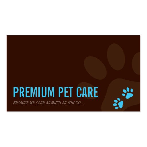 PROFESSIONAL BUSINESS CARD pet care aqua blue (front side)