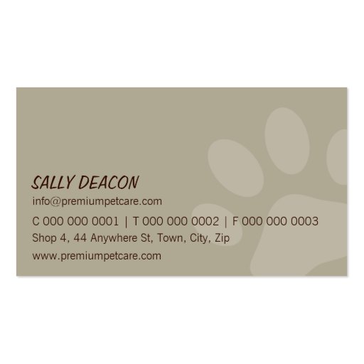 PROFESSIONAL BUSINESS CARD pet care latte brown (back side)