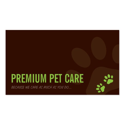 PROFESSIONAL BUSINESS CARD pet care lime green (front side)