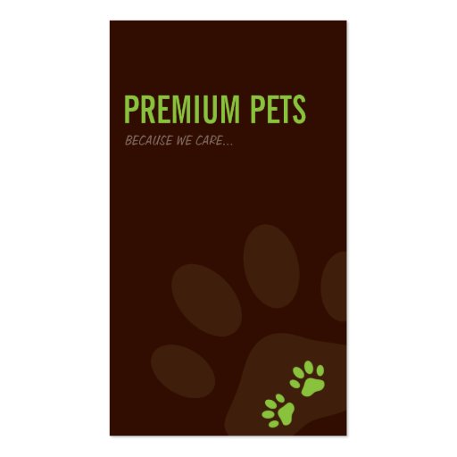 PROFESSIONAL BUSINESS CARD pet care lime green (front side)