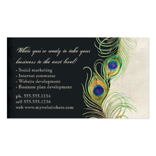 Professional Business Cards - Peacock Feathers (back side)