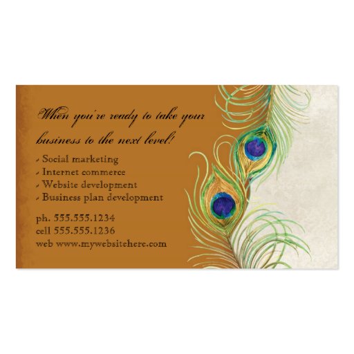 Professional Business Cards - Peacock Feathers (back side)