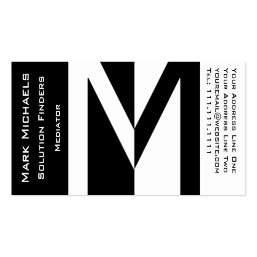 Professional Business M Monogram Black and White Business Card Templates