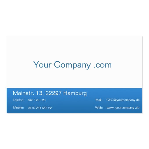 Professional Businesses visiting cards Blue White Business Cards (front side)