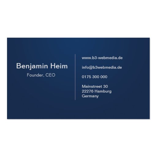 Professional Businesses visiting cards Navy Blue Business Card Templates (back side)