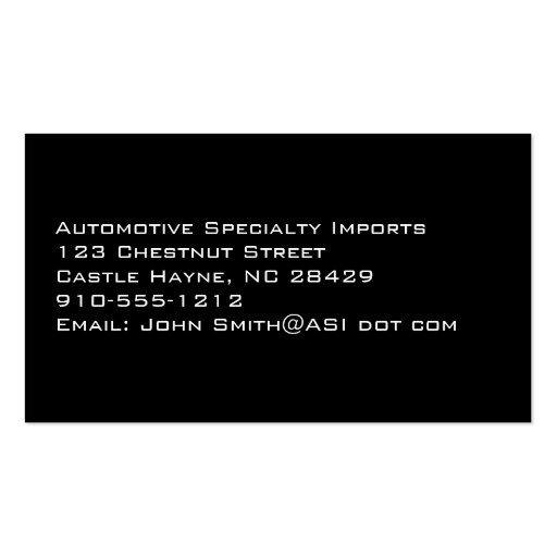 Professional Carbon Fiber Car Business Cards (back side)