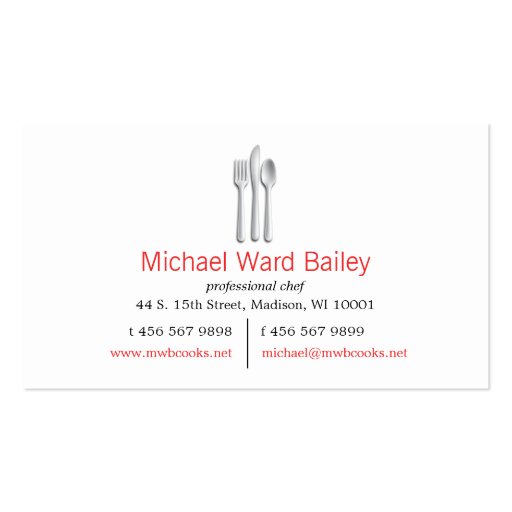 Professional Chef Business Card (back side)