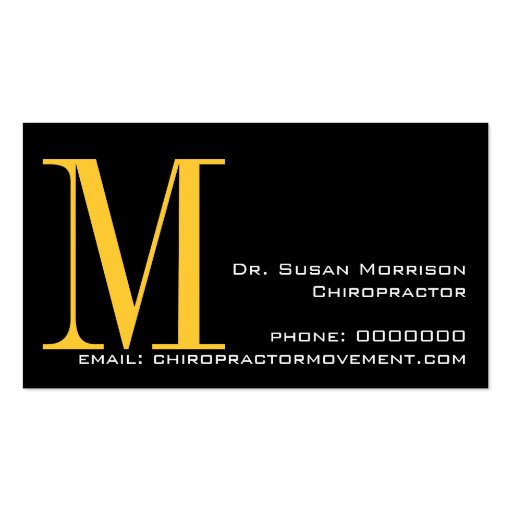 Professional Chiropractic Business Cards Yellow (back side)