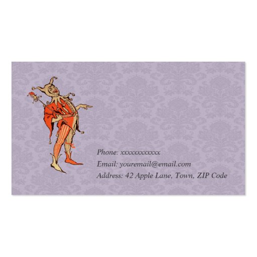 Professional Comedian - Court Jester Business Card Templates (back side)