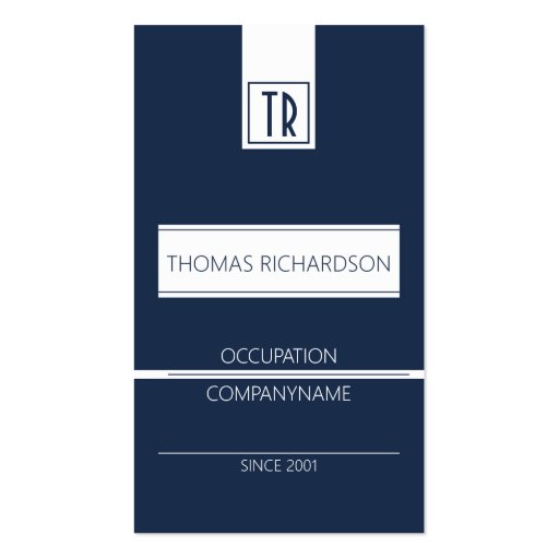 Professional company business card Dark blue (front side)