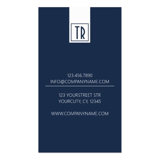 Professional company business card Dark blue (back side)