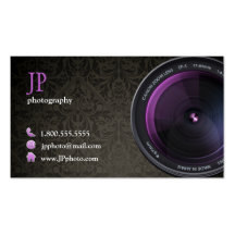Professional Damask Photographer Camera Lens Business Card Template