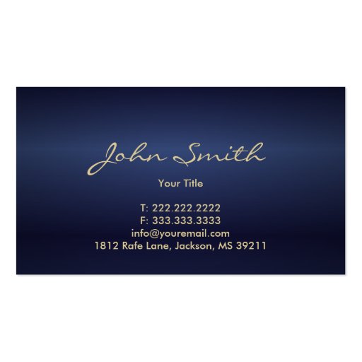 Professional Deep Midnight Blue Business Card (back side)