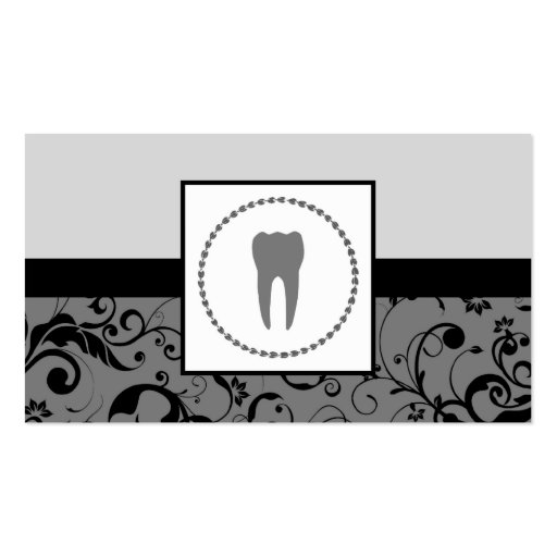 professional dentistry : damask tooth business cards (front side)