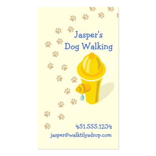 Professional Dog Walker_hydrant & paws Business Cards (front side)
