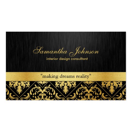 Professional Elegant Black and Gold Damask Business Card Templates (front side)