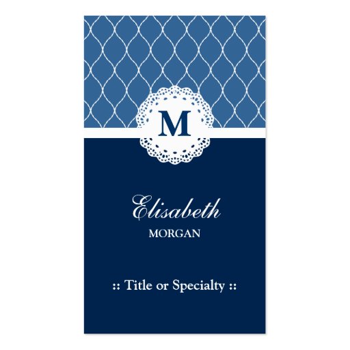 Professional & Elegant Blue Lace Pattern Business Card Templates (front side)
