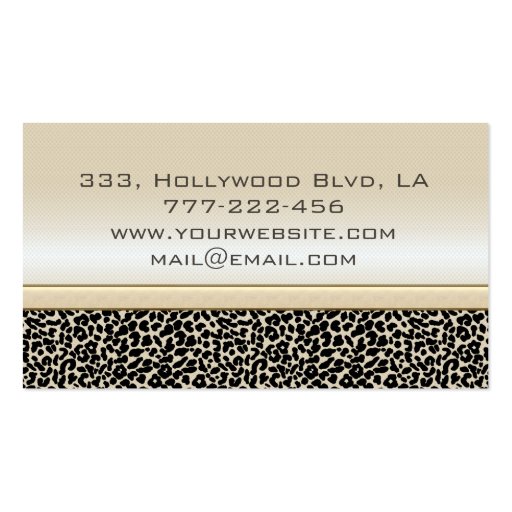 Professional elegant chic leopard print shiny look business card (back side)