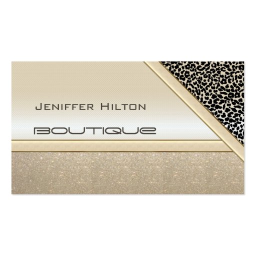 Professional elegant chic leopard print shiny look business card (front side)