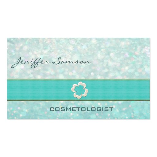 Professional elegant chic pearl shamrock glittery business cards