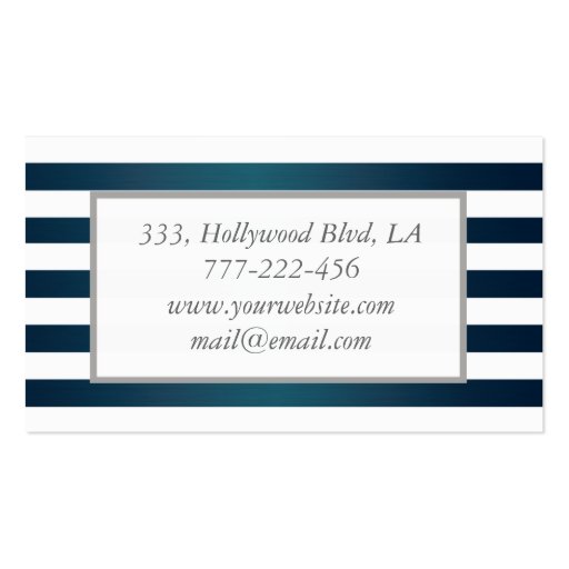 Professional elegant classy chic metal stripes business card template (back side)