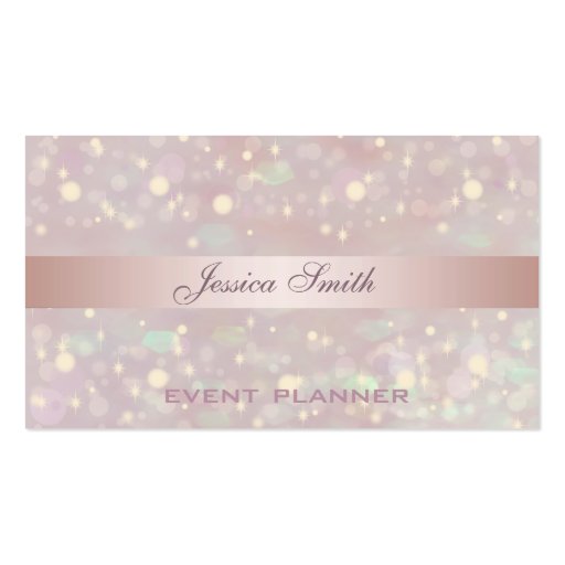 Professional elegant contemporary glitter bokeh business cards (front side)