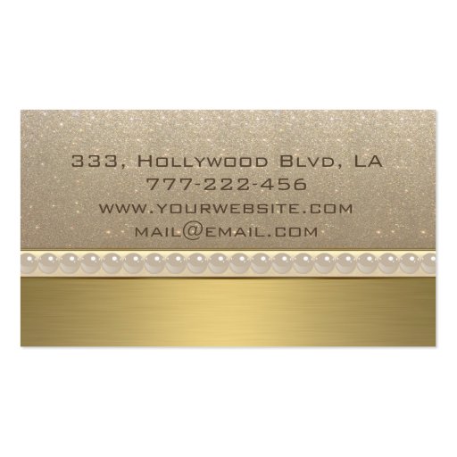 Professional elegant golden look glittery pearls business cards (back side)