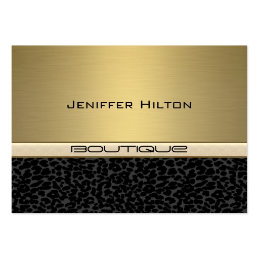 Professional elegant leopard print gold business card templates (front side)