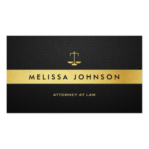 Professional Elegant Modern Black & Gold Attorney Business Card (front side)