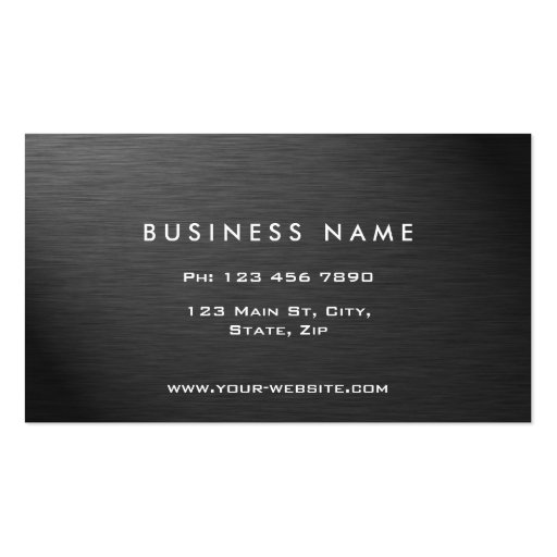 Professional Elegant Modern Black Plain Metal Business Cards (back side)