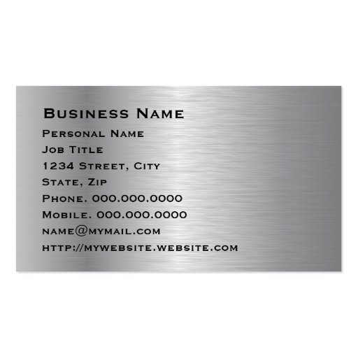 Professional Elegant Modern Brushed Silver Busines Business Card (back side)