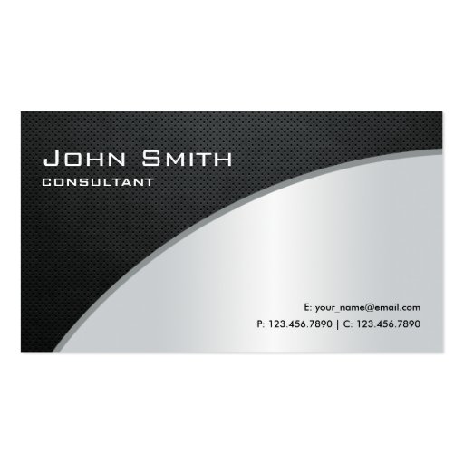 Professional Elegant Modern Computer Repair Silver Business Card Template (front side)