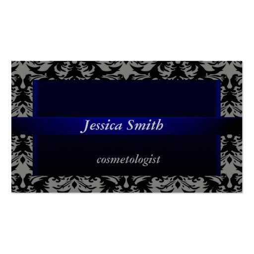 Professional elegant modern damask velvet business card (front side)