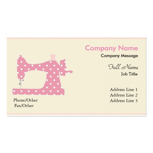 Professional Elegant Modern Pink Sewing Machine Business Card | Zazzle