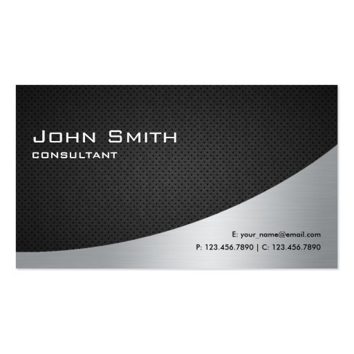 Professional Elegant Modern Plain Black Silver Business Card Templates (front side)