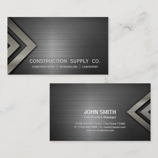 Professional Elegant Modern Silver And Black Metal Business Card Zazzle