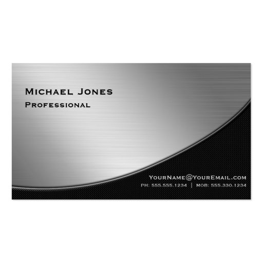 Professional Elegant Modern Silver Black Business Card (front side)