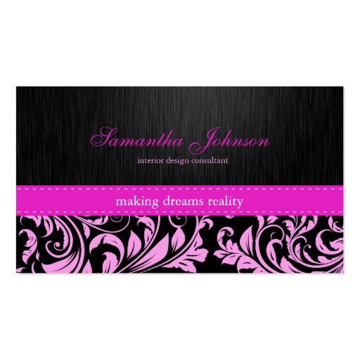 Professional Elegant Pink Damask Business Cards