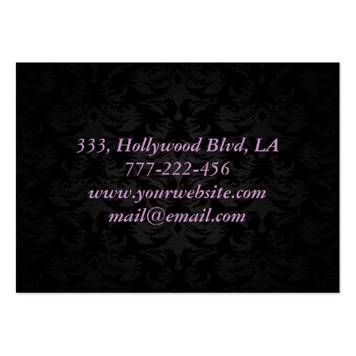 Professional elegant plain modern damask black business card (back side)