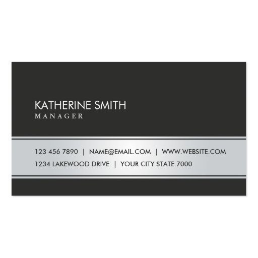 Professional Elegant Plain Simple Black and Silver Business Card Templates (front side)