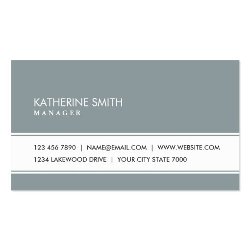 Professional Elegant Plain Simple Green Gray Business Cards (front side)